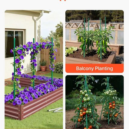 Garden Stakes, 50 Pack, 1170 mm, Plastic Coated Metal Tomato Stakes, Garden Sticks for Plants Support, with Pointed End and Non-Slip Bumps for Growing Climbing Plants, Outdoor Vegetables.