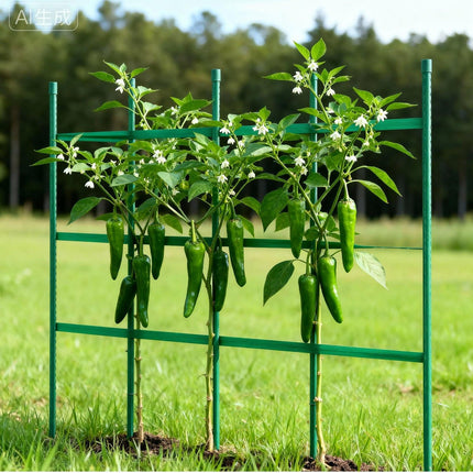 Garden Stakes, 50 Pack, 1170 mm, Plastic Coated Metal Tomato Stakes, Garden Sticks for Plants Support, with Pointed End and Non-Slip Bumps for Growing Climbing Plants, Outdoor Vegetables.