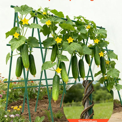 Garden Stakes, 50 Pack, 1455 mm, Plastic Coated Metal Tomato Stakes, Garden Sticks for Plants Support, with Pointed End and Non-Slip Bumps for Growing Climbing Plants, Outdoor Vegetables.
