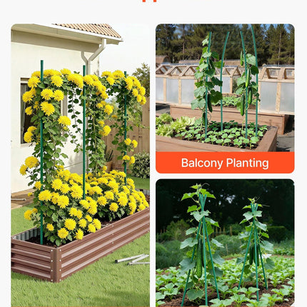 Garden Stakes, 50 Pack, 1455 mm, Plastic Coated Metal Tomato Stakes, Garden Sticks for Plants Support, with Pointed End and Non-Slip Bumps for Growing Climbing Plants, Outdoor Vegetables.