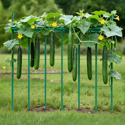 Garden Stakes, 50 Pack, 1455 mm, Plastic Coated Metal Tomato Stakes, Garden Sticks for Plants Support, with Pointed End and Non-Slip Bumps for Growing Climbing Plants, Outdoor Vegetables.