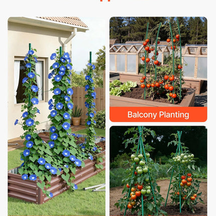 Garden Stakes, 25 Pack, 1800 mm, Plastic Coated Metal Tomato Stakes, Garden Sticks for Plants Support, with Pointed End and Non-Slip Bumps for Growing Climbing Plants, Outdoor Vegetables.