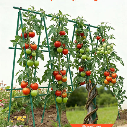Garden Stakes, 50 Pack, 1800 mm, Plastic Coated Metal Tomato Stakes, Garden Sticks for Plants Support, with Pointed End and Non-Slip Bumps for Growing Climbing Plants, Outdoor Vegetables.