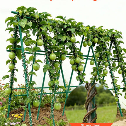 Garden Stakes, 25 Pack, 2100 mm, Plastic Coated Metal Tomato Stakes, Garden Sticks for Plants Support, with Pointed End and Non-Slip Bumps for Growing Climbing Plants, Outdoor Vegetables.