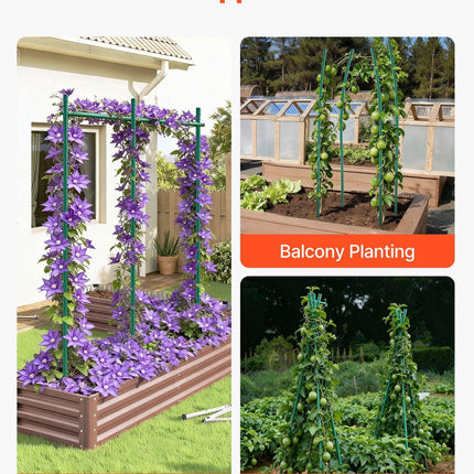 Garden Stakes, 25 Pack, 2100 mm, Plastic Coated Metal Tomato Stakes, Garden Sticks for Plants Support, with Pointed End and Non-Slip Bumps for Growing Climbing Plants, Outdoor Vegetables.