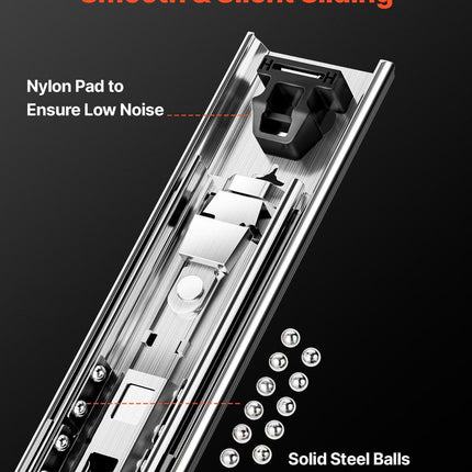 1 Pair 16-60 in Soft-Close Drawer Slides Ball Bearing Full Extension.