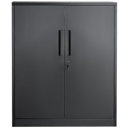 Metal Storage Cabinet w/ 3 Keys 2 Adjustable Shelves & Magnetic Door Black.