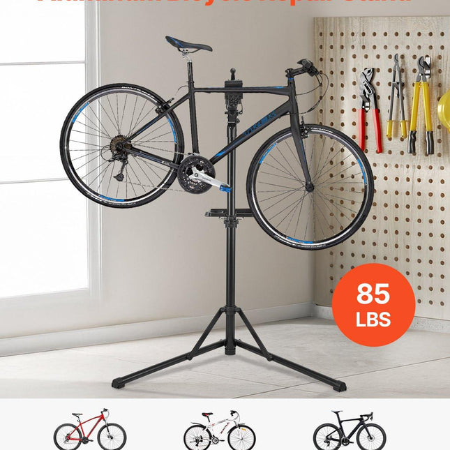 Bike Repair Stand, 38.56 kg Heavy-duty Bicycle Work Stand with 1035-1630 mm Adjustable Height & Magnetic Tool Tray, Foldable Bicycle Maintenance Rack, Shop Home Mechanics for Mountain & Road Bike.