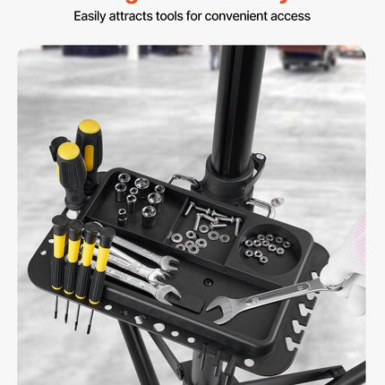 Bike Repair Stand, 38.56 kg Heavy-duty Bicycle Work Stand with 1035-1630 mm Adjustable Height & Magnetic Tool Tray, Foldable Bicycle Maintenance Rack, Shop Home Mechanics for Mountain & Road Bike.
