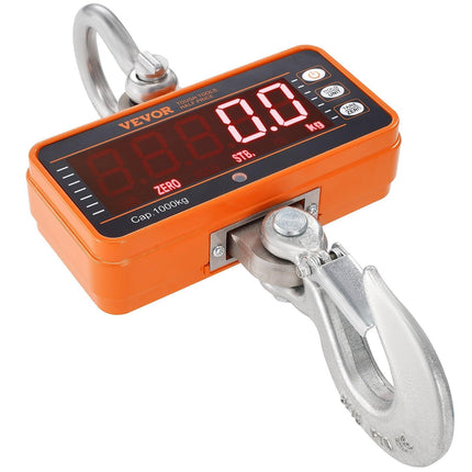 Digital Crane Scale, 2200 lbs/1000 kg, Industrial Heavy Duty Hanging Scale with Remote Control, Cast Aluminum Case & LED Screen, High Precision for Construction, Factory, Farm, Hunting (Orange).