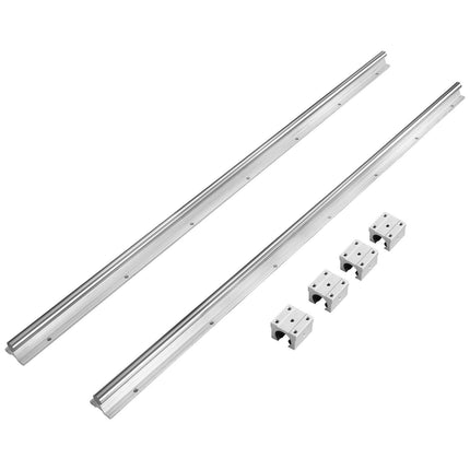 Linear Guide Rail Set, SBR20 1000mm, 2 PCS 39.4 in/1000 mm SBR20 Guide Rails and 4 PCS SBR20UU Slide Blocks, Linear Rails and Bearings Kit for Automated Machines DIY Project CNC Router Machines.