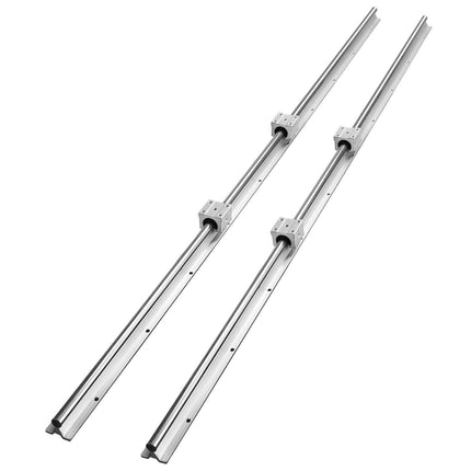 Linear Guide Rail Set, SBR20 1500mm, 2 PCS 59 in/1500 mm SBR20 Guide Rails and 4 PCS SBR20UU Slide Blocks, Linear Rails and Bearings Kit for Automated Machines DIY Project CNC Router Machines.