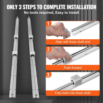 Linear Guide Rail Set, SBR20 1500mm, 2 PCS 59 in/1500 mm SBR20 Guide Rails and 4 PCS SBR20UU Slide Blocks, Linear Rails and Bearings Kit for Automated Machines DIY Project CNC Router Machines.