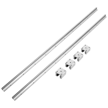 Linear Guide Rail Set, SBR20 1500mm, 2 PCS 59 in/1500 mm SBR20 Guide Rails and 4 PCS SBR20UU Slide Blocks, Linear Rails and Bearings Kit for Automated Machines DIY Project CNC Router Machines.