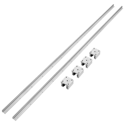 Linear Guide Rail Set, SBR20 1800mm, 2 PCS 70.9 in/1800 mm SBR20 Guide Rails and 4 PCS SBR20UU Slide Blocks, Linear Rails and Bearings Kit for Automated Machines DIY Project CNC Router Machines.