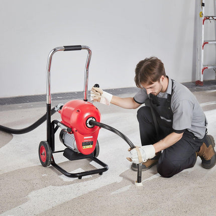 Drain Cleaner Machine 120FT x 6/5" 1100W Sectional Snake Auger Manual Feed.