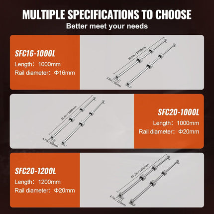 Linear Guide Rail Set, SFC20 1200mm, 2 PCS 47.2 in/1200 mm SFC20 Guide Rails 4 PCS SC20 Slide Blocks 4 PCS Rail Supports, Linear Rails and Bearings Kit for Automated Machines CNC DIY Project.