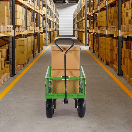680 Lbs Steel Garden Cart on Wheels, Heavy Duty Garden Wagon Cart Pullable, Metal Outdoor Utility Yard Wagon Carts with 10" Tires, Mesh Removable Sides and 180°Rotating Handle.