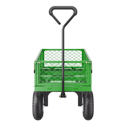 680 Lbs Steel Garden Cart on Wheels, Heavy Duty Garden Wagon Cart Pullable, Metal Outdoor Utility Yard Wagon Carts with 10" Tires, Mesh Removable Sides and 180°Rotating Handle.