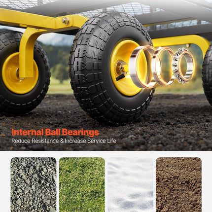 900 Lbs Heavy Duty Steel Garden Cart, Garden Wagon Cart on Wheels, Outdoor Metal Yard Utility Wagon Carts with 10" Tires and Mesh Removable Sides(Convert to Flatbed) and 180°Rotating Handle.