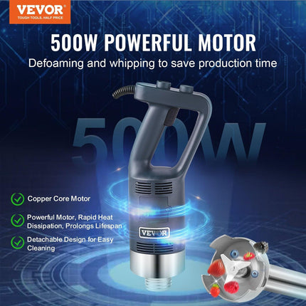 VEVOR Commercial Immersion Blender 500W Heavy Duty Hand Mixer for Soup Sauces.