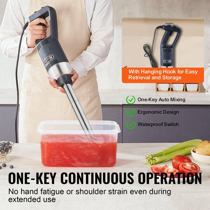 VEVOR Commercial Immersion Blender 500W Heavy Duty Hand Mixer for Soup Sauces.