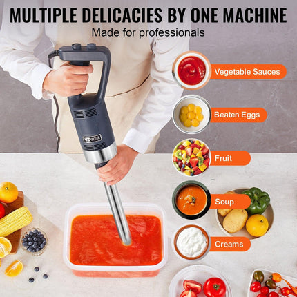VEVOR Commercial Immersion Blender 500W Heavy Duty Hand Mixer for Soup Sauces.