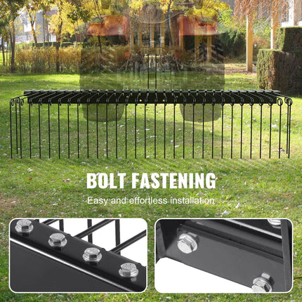 Tow Behind Landscape Rake, 1.8m Tow Dethatcher with 32 Steel Tines, Lawn Dethatcher Rake Attaches to Category 1, 3 Point Hitch for Tractor, for Leaves, Pine Needles, Straw, and Grass.