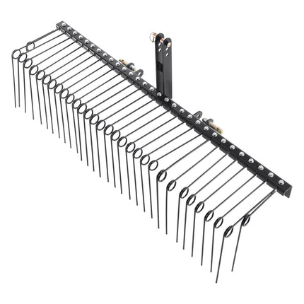 Tow Behind Landscape Rake, 1.8m Tow Dethatcher with 32 Steel Tines, Lawn Dethatcher Rake Attaches to Category 1, 3 Point Hitch for Tractor, for Leaves, Pine Needles, Straw, and Grass.