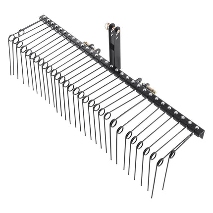 Tow Behind Landscape Rake, 1.8m Tow Dethatcher with 32 Steel Tines, Lawn Dethatcher Rake Attaches to Category 1, 3 Point Hitch for Tractor, for Leaves, Pine Needles, Straw, and Grass.