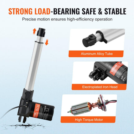 Linear Actuator 12V, 8 Inch Heavy Duty 1320lbs/6000N Linear Actuator, 0.19"/s Linear Motion Actuator with Mounting Bracket & IP44 Protection for Electric Door Industrial Machinery Vessels Cargo.