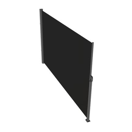 Retractable Side Awning, 160X300cm Aluminum Outdoor Privacy Screen, 280g Polyester Water-proof Retractable Patio Screen, UV 30+ Room Divider Wind Screen for Patio, Backyard, Balcony, Black.
