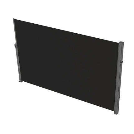 Retractable Side Awning, 160X300cm Aluminum Outdoor Privacy Screen, 280g Polyester Water-proof Retractable Patio Screen, UV 30+ Room Divider Wind Screen for Patio, Backyard, Balcony, Black.