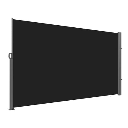 Retractable Side Awning, 160X300cm Aluminum Outdoor Privacy Screen, 280g Polyester Water-proof Retractable Patio Screen, UV 30+ Room Divider Wind Screen for Patio, Backyard, Balcony, Black.