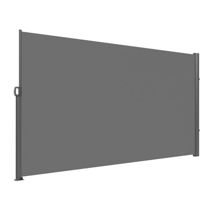 Retractable Side Awning, 160X300m Aluminum Outdoor Privacy Screen, 280g Polyester Water-proof Retractable Patio Screen, UV 30+ Room Divider Wind Screen for Patio, Backyard, Balcony, Gray.