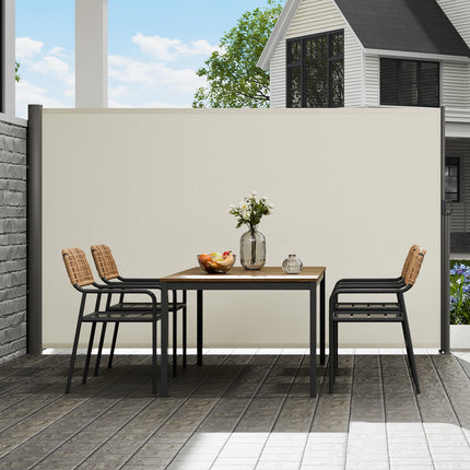 Retractable Side Awning,160X300cm Aluminum Outdoor Privacy Screen, 280g Polyester Water-proof Retractable Patio Screen, UV 30+ Room Divider Wind Screen for Patio, Backyard, Balcony, Beige.