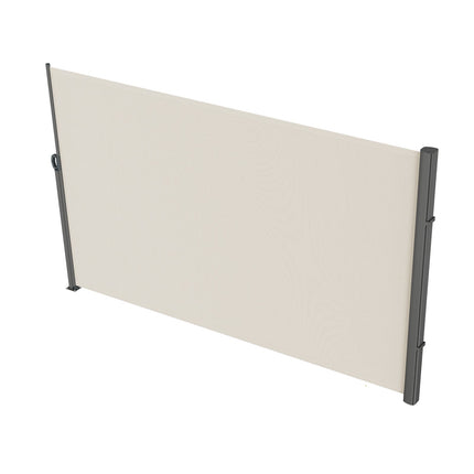 Retractable Side Awning,160X300cm Aluminum Outdoor Privacy Screen, 280g Polyester Water-proof Retractable Patio Screen, UV 30+ Room Divider Wind Screen for Patio, Backyard, Balcony, Beige.