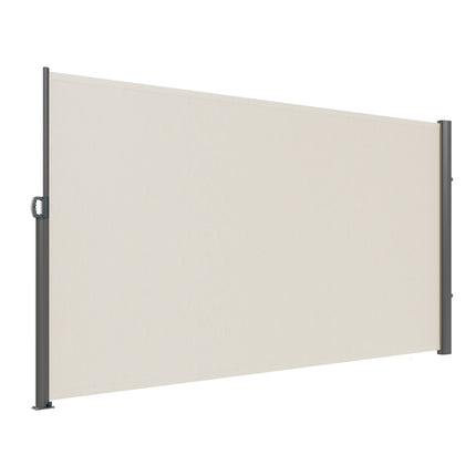 Retractable Side Awning,160X300cm Aluminum Outdoor Privacy Screen, 280g Polyester Water-proof Retractable Patio Screen, UV 30+ Room Divider Wind Screen for Patio, Backyard, Balcony, Beige.
