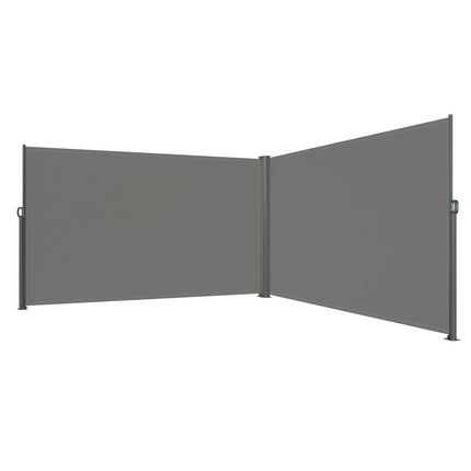 Retractable Side Awning, 160X600cm Aluminum Outdoor Privacy Screen, 280g Polyester Water-proof Retractable Patio Screen, UV 30+ Room Divider Wind Screen for Patio, Backyard, Balcony, Gray.