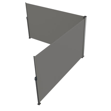 Retractable Side Awning, 160X600cm Aluminum Outdoor Privacy Screen, 280g Polyester Water-proof Retractable Patio Screen, UV 30+ Room Divider Wind Screen for Patio, Backyard, Balcony, Gray.