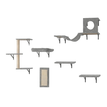 Wall Mounted Cat Shelves, Cat Wall Shelves and Perches with Jumping Boards, Hammock, Sofa, Cat Tree & Cat Grip, Cat Furniture and Shelves up to 40 lbs for Sleeping, Playing, Climbing, Set of 6.