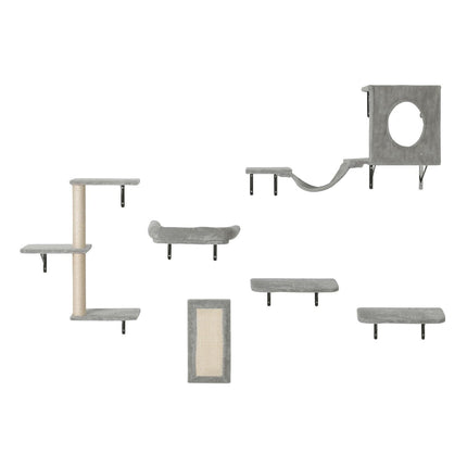Wall Mounted Cat Shelves, Cat Wall Shelves and Perches with Jumping Boards, Hammock, Sofa, Cat Tree & Cat Grip, Cat Furniture and Shelves up to 40 lbs for Sleeping, Playing, Climbing, Set of 6.