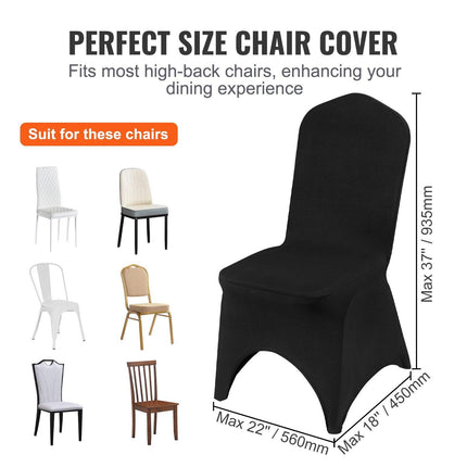 50 PCS Black Chair Covers Polyester Spandex Stretch Wedding Party Banquet.