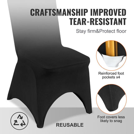 50 PCS Black Chair Covers Polyester Spandex Stretch Wedding Party Banquet.