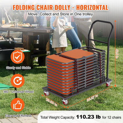 VEVOR 12 Chairs Folding Chair Storage Dolly Folding Chairs Rack Heavy Duty Iron.