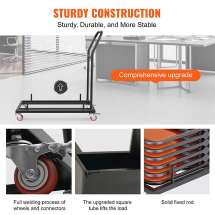 VEVOR 12 Chairs Folding Chair Storage Dolly Folding Chairs Rack Heavy Duty Iron.