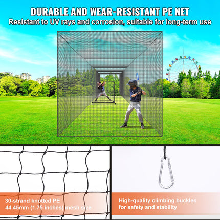 Baseball Batting Netting, Professional Softball Baseball Batting Hitting Training Net, Practice Portable Pitching Cage Net with Door & Carry Bag, Heavy Duty Enclosed PE Netting,1676CM (NET ONLY).