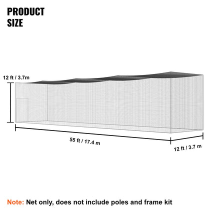 Baseball Batting Netting, Professional Softball Baseball Batting Hitting Training Net, Practice Portable Pitching Cage Net with Door & Carry Bag, Heavy Duty Enclosed PE Netting,1676CM (NET ONLY).