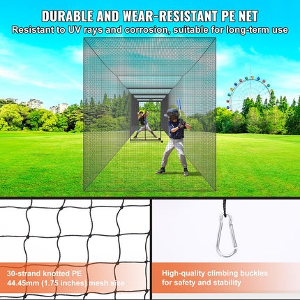Baseball Batting Netting, Professional Softball Baseball Batting Hitting Training Net, Practice Portable Pitching Cage Net with Door & Carry Bag, Heavy Duty Enclosed PE Netting,2133CM (NET ONLY).