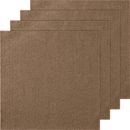 Carpet Tiles Peel and Stick, Squares Self Adhesive Carpet Floor Tile, Soft Padded Carpet Tiles, Easy Install DIY for Bedroom Living Room Indoor Outdoor (10 Tiles, Dark Brown).